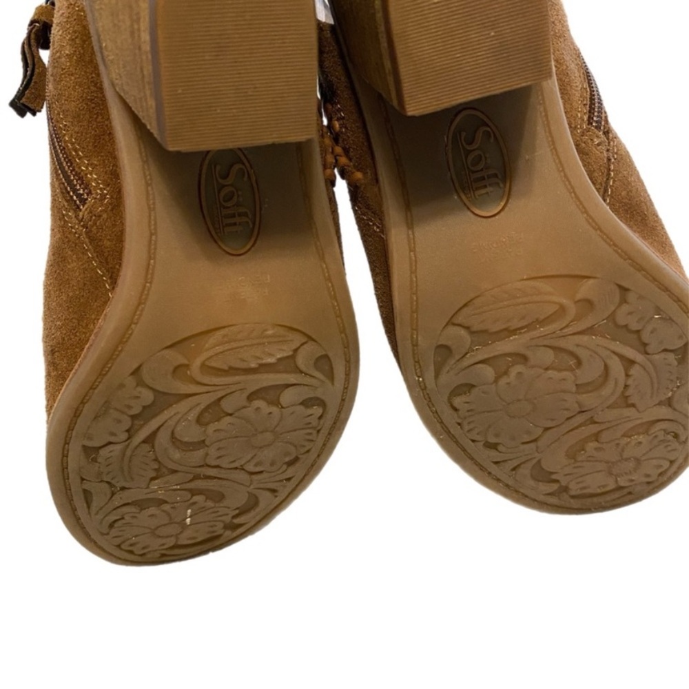 Sofft Brown‎ Festival Suede Peep-Toe Heeled Boots - Picture 6 of 10